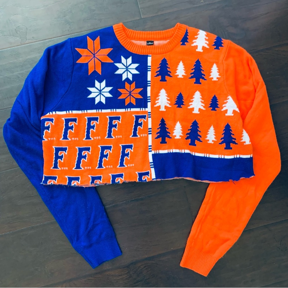 UF Football University of Florida Gators Cutoff Cropped Ugly Christmas Sweater